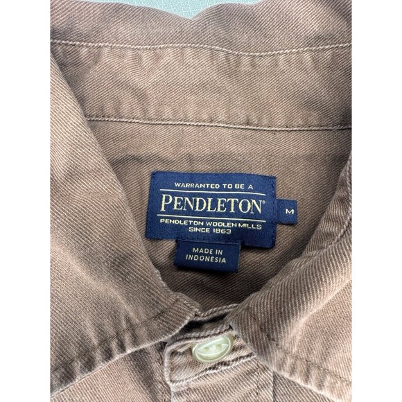 Pendleton Men’s Brown Button Front Shirt Medium Cotton Workwear Casual - Picture 2 of 10